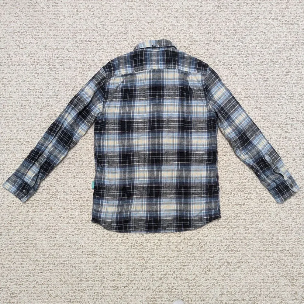 Vissla Men Sz M Blue Plaid Flannel Shirt Casual Skater Dadcore Normcore - Picture 2 of 4